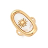 304 Stainless Steel Resin Cuff Rings for Women RJEW-D305-02G-2