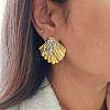 Two Tone 304 Stainless Steel Shell Pearl Stud Earrings for Women IE0729-2