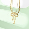 304 Stainless Steel Bowknot Pendant Double Layer Necklaces for Women LS-NJEW-Z108-01G-1