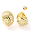 Rack Plating Brass Textured Half Round Stud Earrings EJEW-G315-08G-2