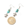 Synthetic Turquoise Chips Beaded Dangle Earrings EJEW-JE04890-01-3