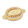 Rack Plating Brass Clear Cubic Zirconia Religion Oval Virgin Mary Connector Charms KK-L224-097G-2