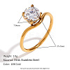 304 Stainless Steel with Clear Cubic Zirconia Finger Rings FS-WGBB24B-09-2