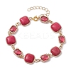 Dyed Natural White Jade Square & Alloy Link Chain Bracelets for Women BJEW-JB10129-1