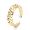 Clear Cubic Zirconia Hollow Out Heart Open Cuff Ring RJEW-E072-05G-1