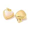 Natural Shell & Brass Heart Charms with Jump Rings X-KK-P275-09G-2