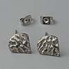 304 Stainless Steel Textured Geometry Stud Earring Findings with Hole STAS-WH0027-54M-1