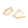 Brass Micro Pave Clear Cubic Zirconia Hoop Earring Findings KK-N263-129G-2