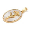 Rack Plating Brass Pave Shell Oval Pendants KK-U032-92G-06-2