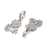 Left and Right Clover & Flower 304 Stainless Steel Shell Dangle Earrings EJEW-L283-068P-2