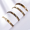 304 Stainless Steel Leopard Print Flat Snake Chain Necklaces for Women NJEW-A044-02B-G-01-2