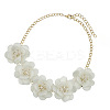 Flower Natural Shell Bib Necklaces for Women FS-WGF0490-01-2