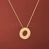 Brass Micro Pave Clear Cubic Zirconia Initial Pendant Necklaces for Women FS-WGDC51D-15-1