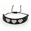Friendship Heart Loom Pattern Seed Beads Bracelets for Women BJEW-Z013-28-2