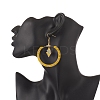 Glass Seed Braided Ring & Rhombus Dangle Earrings EJEW-MZ00050-3