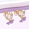 Brass Micro Pave Clear Cubic Zirconia Heart Stud Earrings EJEW-K267-39G-1