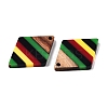 Jamaican Colour Epoxy Resin & Walnut Wood Pendants RESI-N039-122N-2