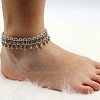 Bohemian Flower Tassel Alloy Anklets for Women LS-AJEW-B107-02-1