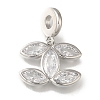 Leaf Rack Plating Brass Micro Pave Clear Cubic Zirconia Pendant KK-H485-08P-1
