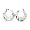 Non-Tarnish Texture Ring 304 Stainless Steel Hoop Earrings for Women LS-EJEW-C067-07P-1