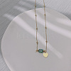 Natural Sesame Jasper & Stainless Steel Heart Pendant Ball Chain Necklaces for Women YH4149-5-1