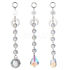 3Pcs Glass Teardrop Round Leaf Hanging Suncatchers Sets HJEW-JM04603-02-2