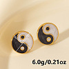 Retro Chinese Style 304 Stainless Steel Flat Round with Yin-yang Stud Earrings LS-MT2482-2-2