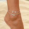 Alloy Infinity Heart Initial Charm Double Layer Anklets for Women FS-WG74AE6-26-2