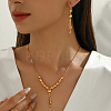 Vintage Brass Round Beaded Tassel Necklace & Earrings for Women VG0776-4