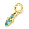 Rack Plating Brass Pave Light Blue Cubic Zirconia Lipstick European Dangle Charms KK-Z067-53G-2