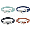 4Pcs 4 Colors PU Leather Simple Plain Double Loops Wrap Bracelets Set with Alloy Heart Clasps for Women BJEW-FI0001-73-1