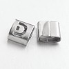 Tarnish Resistant Letter Style 201 Stainless Steel Square Slide Charms STAS-L132-01-1