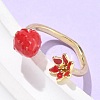 Brass with Enamel Cuff Open Rings for Women RJEW-Q019-01B-G-3
