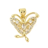 Butterfly Rack Plating Brass Micro Pave Cubic Zirconia Pendants KK-Z074-72G-1