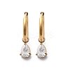 Ion Plating(IP) 304 Stainless Steel Micro Pave Cubic Zirconia Hoop Earrings STAS-R004-05G-02-4