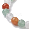 Natural Mixed Gemstone Round Beaded Stretch Bracelets for Women BJEW-JB10086-03-3