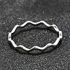 Anti-Tarnish Rhodium Plated 925 Sterling Silver Minimalist Wave Finger Ring for Women JR873A-4