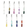 9Pcs 9 Styles Faceted Round Natural Mixed Stone and Glass Beaded Pendants PALLOY-JF03529-S-1