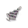 Christmas Series Brass Micro Pave Cubic Zirconia Pendants KK-Q010-01P-05-2
