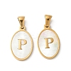 Natural Shell Oval with Initial Pendants STAS-I351-23G-P-1