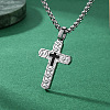 304 Stainless Steel Woven Religion Cross Pendant Necklaces for Men WGB9EFB-02-1