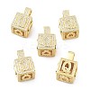 Alphabet Brass Micro Pave Clear Cubic Zirconia Pendants ZIRC-O045-01G-Q-1