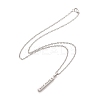 Rectangle with Word I Love You 304 Stainless Steel Pendant Necklace with Alloy Cable Chain for Women NJEW-M192-01P-3