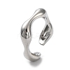 Rack Plating Brass Twist Wave Open Cuff Rings for Women X-RJEW-Q777-08P-1