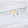 1Pc Brass Micro Pave Clear Cubic Zirconia Open Cuff Rings for Women RJEW-LP0002-37A-3