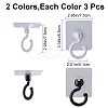 Gorgecraft 6Pcs 2 Colors Rotatable Self Adhesive Plastic Hook Hangers AJEW-GF0007-27-2