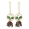 Butterfly Brass & Natural Green Aventurine Pendant Decorations HJEW-Z007-04G-05-1