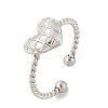 Heart 304 Stainless Steel Open Cuff Rings for Women LS-RJEW-G338-07P-4