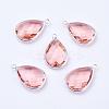 Silver Color Plated Brass Glass Teardrop Pendants GLAA-M006-A-16S-1