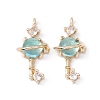 Brass Micro Pave Clear Cubic Zirconia Pendants ZIRC-P100-04G-2